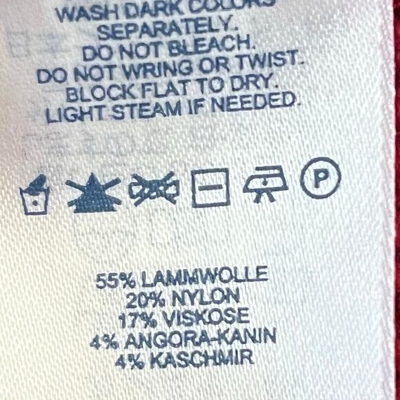 Lands' End Women's Med Red Lamb's Wool Blend Button Front Long Cardigan - Picture 3 of 9